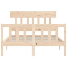 Berkfield Home Bed Frame with Headboard 140x190 cm Solid Wood in Light Tan - thumbnail 6