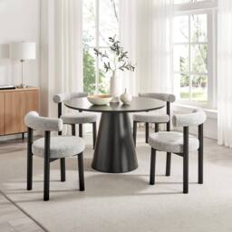 FurnitureboxUK 2x Isola Grey Fabric Dining Chairs Black Legs - thumbnail 4