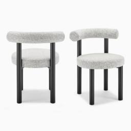 FurnitureboxUK 2x Isola Grey Fabric Dining Chairs Black Legs - thumbnail 6