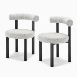 FurnitureboxUK 2x Isola Grey Fabric Dining Chairs Black Legs - thumbnail 5