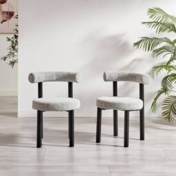 FurnitureboxUK 2x Isola Grey Fabric Dining Chairs Black Legs - thumbnail 2