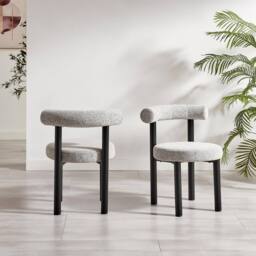FurnitureboxUK 2x Isola Grey Fabric Dining Chairs Black Legs - thumbnail 3