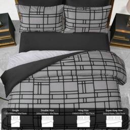 Grace Brushed Reversible Duvet Cover Set with Fitted Sheet in Grey - Size: Single - thumbnail 5