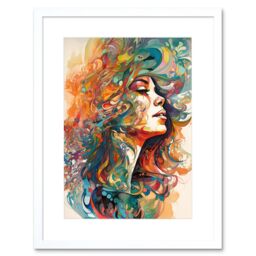 Artery8 Wall Art Print Iris Goddess of Rainbows Multicoloured Flowing Hair Deity Portrait Modern Watercolour Artwork Framed 9X7 Inch - thumbnail 1