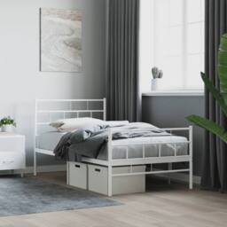Berkfield Home Metal Bed Frame with Headboard & Footboard White 107x203 cm - thumbnail 2