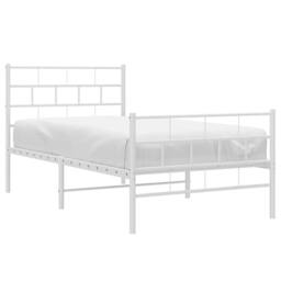 Berkfield Home Metal Bed Frame with Headboard & Footboard White 107x203 cm - thumbnail 3