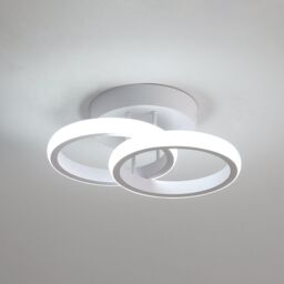Pheashine Modern White Dual-Ring LED Ceiling Light, 22W 6500K Cool White, 25cm