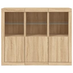 Berkfield Home Sideboards with LED Lights 3 pcs Sonoma Oak Engineered Wood in Brown - thumbnail 6