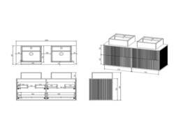 Vente-unique Fluted Wall-Hung Bathroom Unit With Gold Trim & Square Double in White - thumbnail 8