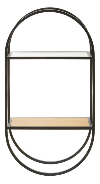 Orsina Stylish Two Tier Shelf, Space Saving Photos Display Shelf, Easily Maintained Metal Frame Bedroom Shelf in Black - image 1