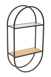 Orsina Stylish Two Tier Shelf, Space Saving Photos Display Shelf, Easily Maintained Metal Frame Bedroom Shelf in Black - thumbnail 3