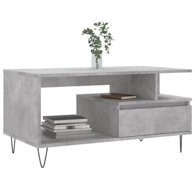 Berkfield Home Modern Coffee Table Concrete Grey 90x49x45 cm Engineered Wood - Size: 90 x 49 x 45 cm - image 1