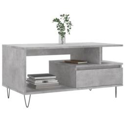 Berkfield Home Modern Coffee Table Concrete Grey 90x49x45 cm Engineered Wood - Size: 90 x 49 x 45 cm - thumbnail 1