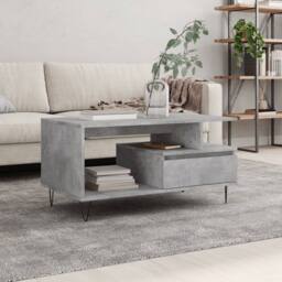 Berkfield Home Modern Coffee Table Concrete Grey 90x49x45 cm Engineered Wood - Size: 90 x 49 x 45 cm - thumbnail 2