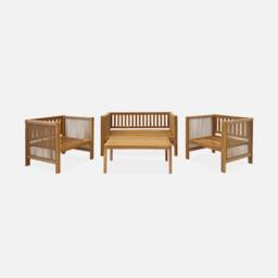 sweeek 4-seater Acacia Wood & Rope Garden Sofa Set in Beige - thumbnail 2