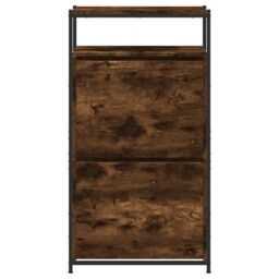Berkfield Home Shoe Cabinet Smoked Oak 60x34x112 Engineered Wood in Brown - thumbnail 5