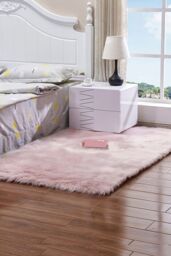 Living and Home Retangular Super Soft Shaggy Area Rug Pink - Size: 60 cm x 120 cm - thumbnail 1