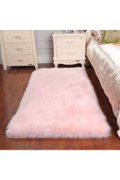 Living and Home Retangular Super Soft Shaggy Area Rug Pink - Size: 60 cm x 120 cm - thumbnail 4