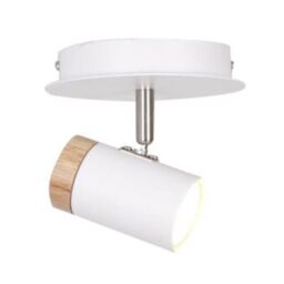First Choice Lighting Set of 2 Stratton - White with Wood Detail Single Spotlights - thumbnail 3