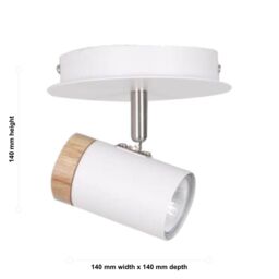 First Choice Lighting Set of 2 Stratton - White with Wood Detail Single Spotlights - thumbnail 6