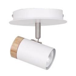 First Choice Lighting Set of 2 Stratton - White with Wood Detail Single Spotlights - thumbnail 2