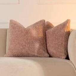 OHS 2 Pack Teddy Marl Soft Fleece Cushion Covers - 45 x 45cm in Pink - Size: 45 cm x 45 cm - thumbnail 1