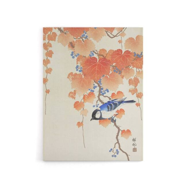 "Artery8 Great Tit On Paulownia Branch Canvas Wall Art Print Ohara Koson in Orange - Size: W18"" x H24""" - image 1