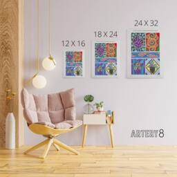 "Artery8 Colourful Vintage Floral Designs Canvas Wall Art Print Seguy - Size: W18"" x H24""" - thumbnail 4