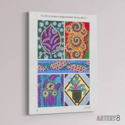 "Artery8 Colourful Vintage Floral Designs Canvas Wall Art Print Seguy - Size: W18"" x H24""" - thumbnail 2