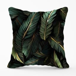 Warren Reed - Designer Green & Gold Leaves Outdoor Cushion - Size: 45 cm x 45 cm - thumbnail 1