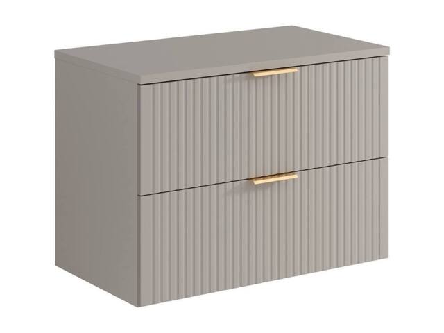 Vente-unique Striped Floating Vanity Unit With Shelf - Beige - W80 Cm - ZEVARA - image 1