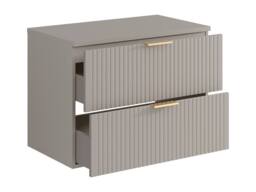 Vente-unique Striped Floating Vanity Unit With Shelf - Beige - W80 Cm - ZEVARA - thumbnail 5