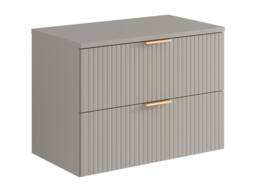 Vente-unique Striped Floating Vanity Unit With Shelf - Beige - W80 Cm - ZEVARA - thumbnail 1