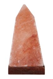 Orsina Nepal Obelisk Salt Lamp, Hand-Carved Himalayan Rock Salt With Natural Glow, Wooden Base Enhances Rustic in Orange