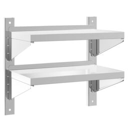 Berkfield Home 2-Tier Wall Shelf 50x30x60 cm Silver Stainless Steel - Size: 50 x 30 x 60 cm - thumbnail 2