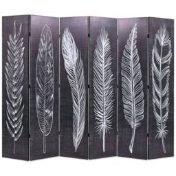 Berkfield Home Decorative Folding Room Divider 228x170 cm Feathers Black & White - thumbnail 2