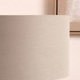 Ruma Soft Grey Self Lined Linen Drum Lamp Shade for Table Lamps & Floor Lamps - Size: 14 inches - thumbnail 2