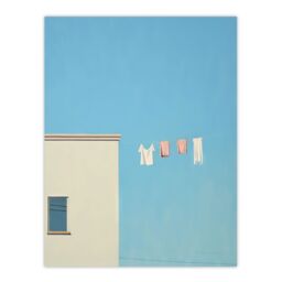 Artery8 Wall Art Print Laundry Line On Blue By Amy Denver Minimalist Soft Pastel Utility Room Minimalism Simple Modern Artwork Poster - thumbnail 1