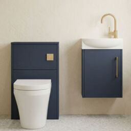 Balterley Cloakroom Suite Left Hand Vanity WC Toilet Tap Set 440mm - Blue Brass in Grey - thumbnail 8