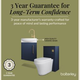 Balterley Cloakroom Suite Left Hand Vanity WC Toilet Tap Set 440mm - Blue Brass in Grey - thumbnail 6