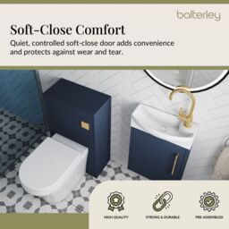 Balterley Cloakroom Suite Left Hand Vanity WC Toilet Tap Set 440mm - Blue Brass in Grey - thumbnail 4