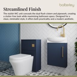 Balterley Cloakroom Suite Left Hand Vanity WC Toilet Tap Set 440mm - Blue Brass in Grey - thumbnail 3
