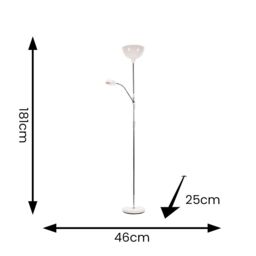 ValueLights Orion Metal Father Son Upright & Side Adjustable Floor Lamp in White - thumbnail 6