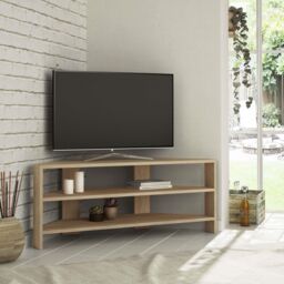 Decortie Thales' Corner TV Unit Modern Multimedia Centre 110cm in Natural - Size: 1 Pack - thumbnail 1