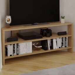 Decortie Thales' Corner TV Unit Modern Multimedia Centre 110cm in Natural - Size: 1 Pack - thumbnail 6