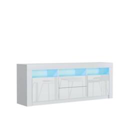 Mex Furniture LTD TV Unit Shine 160cm - White with Gloss Doors & LED Lights - thumbnail 9