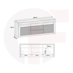 Mex Furniture LTD TV Unit Shine 160cm - White with Gloss Doors & LED Lights - thumbnail 7