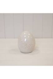 KDMD Large Ceramic Egg with Flower Garland in White - thumbnail 1