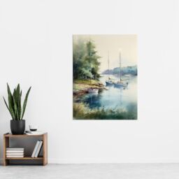 "Artery8 Wall Art Print Sailboat Watercolour Study River Thames 1967 Poster - Size: W24"" x H32""" - thumbnail 4