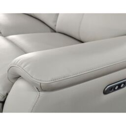 Aspire Kingsmere 3 Seater Power Recliner Sofa in Real Leather in Light Grey - thumbnail 6